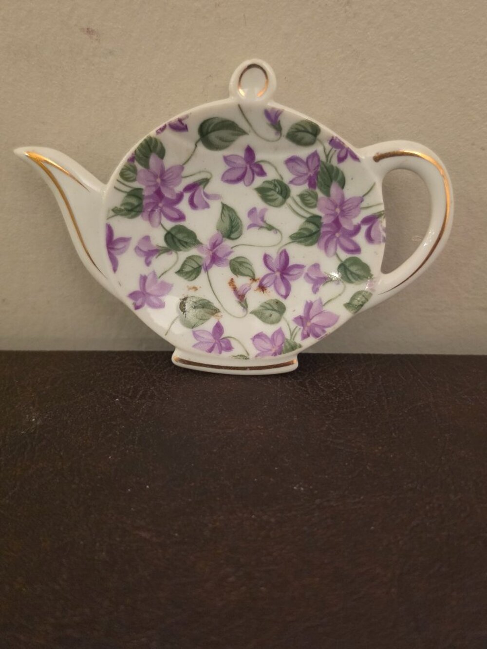 Lefton Violet Chintz Collection Tea Bag Holder
